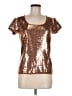 Sutton Studio Metallic Gold Short Sleeve Top Size M - photo 1