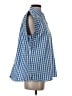 Crown & Ivy Checkered-gingham Blue Sleeveless Button-Down Shirt Size S - photo 4