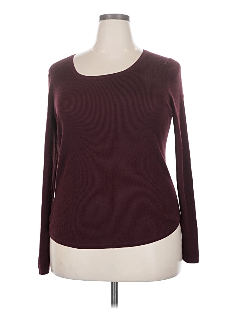 Pre-owned Ann Taylor Long Sleeve T-shirt In Burgundy