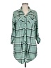White Mark 100% Polyester Plaid Green 3/4 Sleeve Blouse Size M - photo 1
