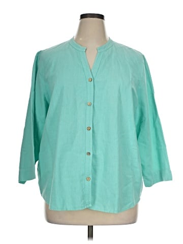 Hot Cotton 3/4 Sleeve Button-Down Shirt (view 1)
