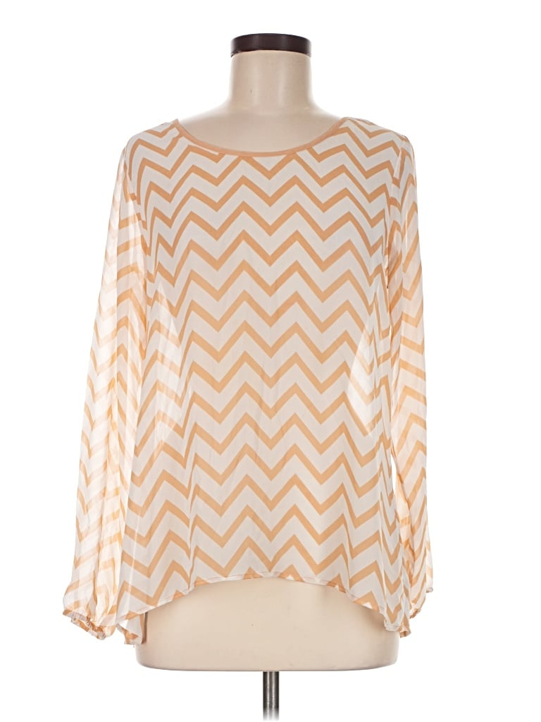 Pre-owned Charming Charlie Long Sleeve Blouse In Ivory