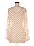 Charming Charlie 100% Polyester Chevron-herringbone Ivory Long Sleeve Blouse Size M - photo 2