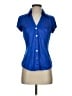 Cache 100% Spandex Blue Short Sleeve Blouse Size XS - photo 1