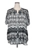 Faded Glory 100% Polyester Print Silver Short Sleeve Blouse Size 2X - photo 1