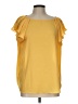 Mango 100% Polyester Yellow Short Sleeve Blouse Size L - photo 1