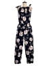 Rebecca Taylor Floral Black Blue Jumpsuit Size M - photo 1