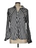 A. Byer Stripes Silver Long Sleeve Blouse Size L - photo 1
