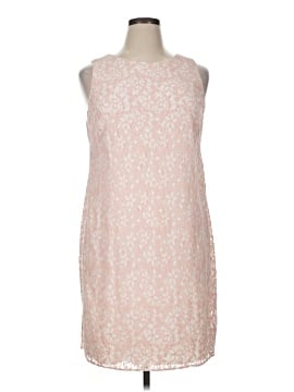 chaps pink dress Chaps Pink White Floral Belted Maxi Dress Slit 1X