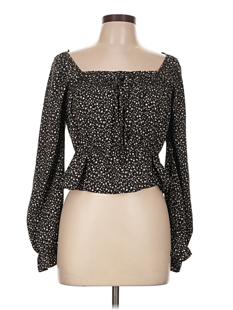 Pre-owned Paper Crane Long Sleeve Blouse In Black