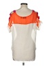 Ultra Flirt Orange Ivory Short Sleeve Blouse Size L - photo 2