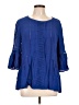 Halogen 100% Polyester Blue 3/4 Sleeve Blouse Size L - photo 1