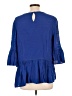 Halogen 100% Polyester Blue 3/4 Sleeve Blouse Size L - photo 2