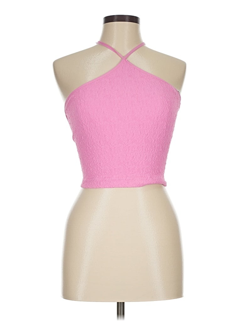 Pre-owned Anwnd Tank Top Pink Halter Neckline Tops