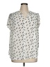 Monday Fun 100% Polyester Print Ivory Short Sleeve Blouse Size 1X - photo 1