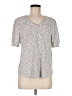 Adrianna Papell Animal Print Ivory Short Sleeve Henley Size M - photo 1