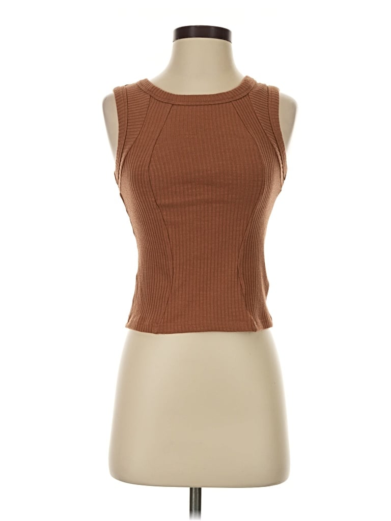 Pre-owned Illa Illa Sleeveless Top Brown Halter Neckline Tops