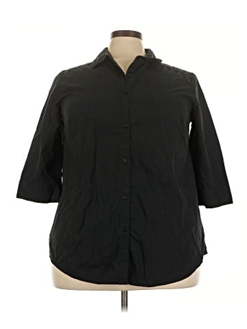 Roaman's 3/4 Sleeve Button-Down Shirt (view 1)