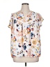 Zac & Rachel 100% Polyester Print Ivory Short Sleeve Blouse Size 1X - photo 1