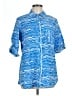 Foxcroft 100% Cotton Animal Print Blue 3/4 Sleeve Button-Down Shirt Size 12 - photo 1