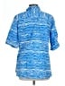 Foxcroft 100% Cotton Animal Print Blue 3/4 Sleeve Button-Down Shirt Size 12 - photo 2