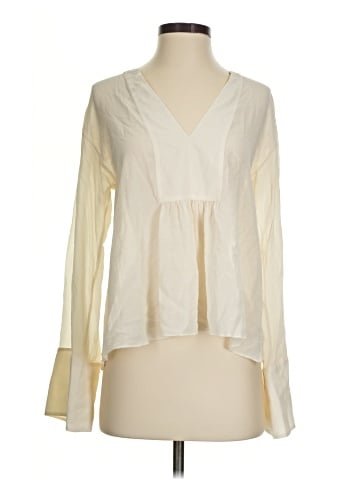 Theory Long Sleeve Silk Top (view 1)