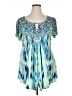 One World Blue Short Sleeve Blouse Size XL - photo 1