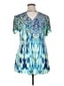 One World Blue Short Sleeve Blouse Size XL - photo 2