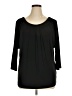Worthington 100% Polyester Black 3/4 Sleeve Top Size 1X - photo 1