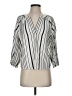 Evereve 100% Cotton Stripes Silver Ivory 3/4 Sleeve Blouse Size XS - photo 1