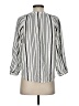 Evereve 100% Cotton Stripes Silver Ivory 3/4 Sleeve Blouse Size XS - photo 2