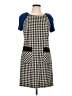 ICE 100% Acrylic Houndstooth Blue Casual Dress Size 10 - photo 1