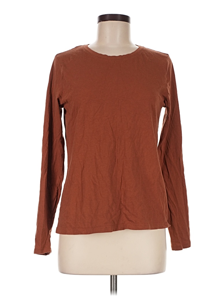 Pre-owned Time And Tru Long Sleeve T-shirt In Brown