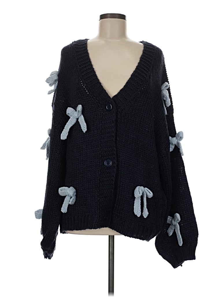 Pre-owned Assorted Brands Cardigan Sweater In Blue