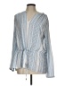 New Directions Blue Long Sleeve Blouse Size L - photo 1