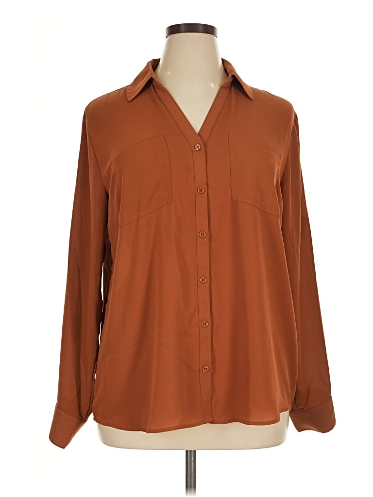 Pre-owned Maurices Long Sleeve Blouse In Brown