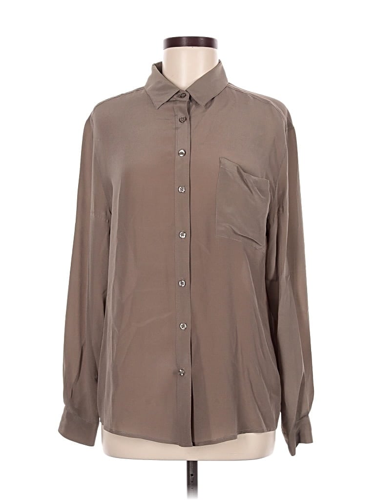Pre-owned Ecote Long Sleeve Button Down Shirt In Brown