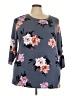 Torrid Floral Gray 3/4 Sleeve T-Shirt Size 3X Plus (3) - photo 1