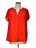 Pleione 100% Polyester Red Short Sleeve Blouse Size L - photo 1
