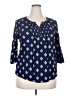 Faded Glory 100% Rayon Blue 3/4 Sleeve Blouse Size XXL - photo 1