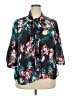 Elementz 100% Polyester Floral Black 3/4 Sleeve Blouse Size 2X - photo 1