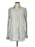 Gap 100% Linen Stripes Gray Long Sleeve Button-Down Shirt Size M (tall) - photo 1