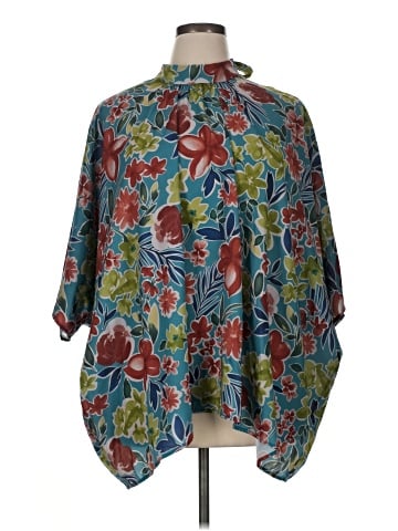 Cotton Bleu 3/4 Sleeve Blouse (view 1)