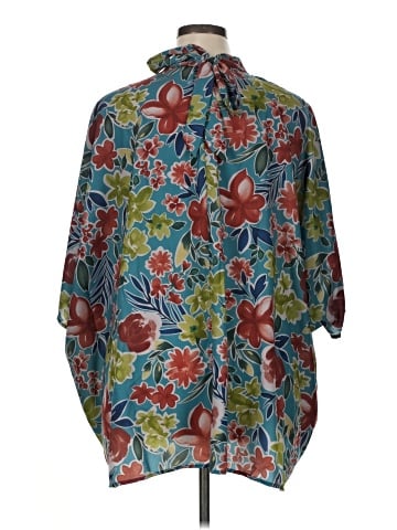 Cotton Bleu 3/4 Sleeve Blouse (view 2)