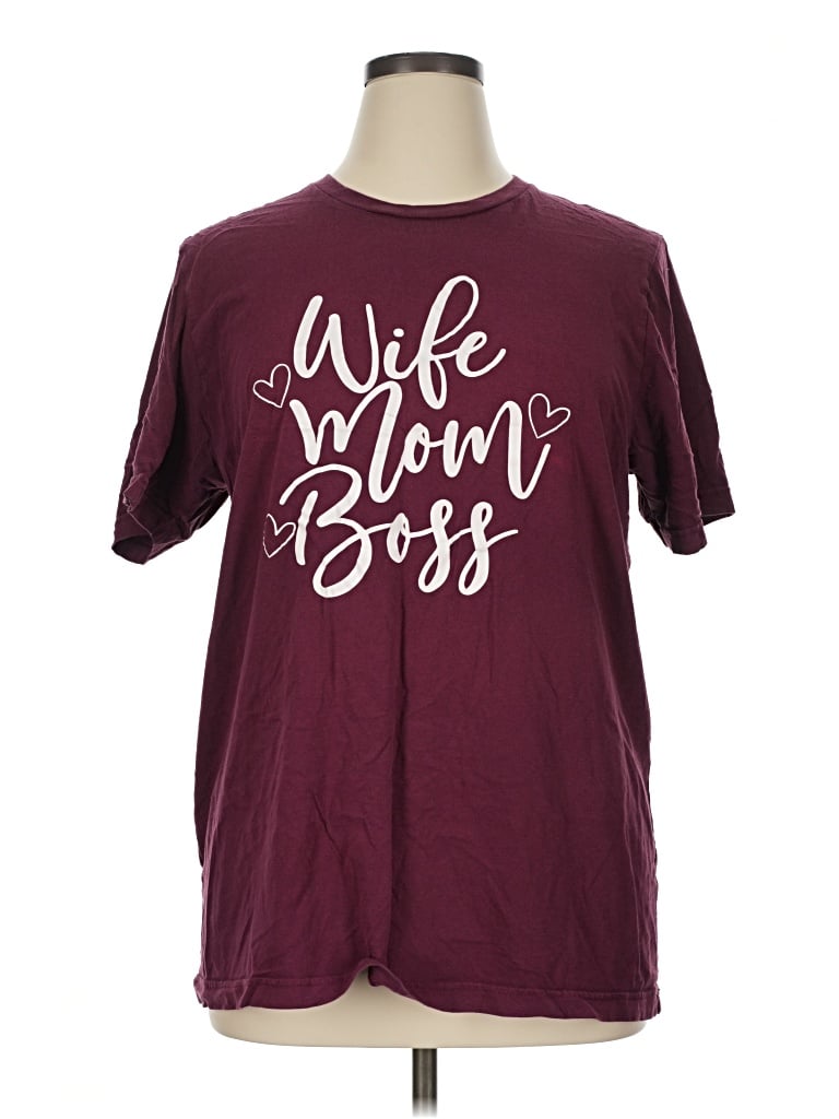 Pre-owned Canvas Short Sleeve T-shirt In Burgundy