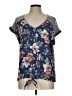 Fortune + Ivy 100% Polyester Blue Short Sleeve Blouse Size L - photo 1