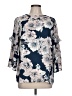 Counterparts 100% Polyester Blue 3/4 Sleeve Blouse Size L - photo 1