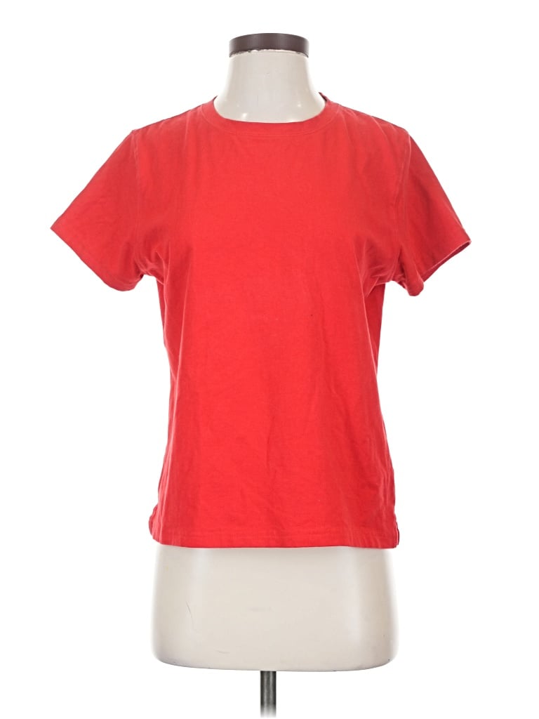 Pre-owned Pierre Cardin Short Sleeve Top Red Crew Neck Tops