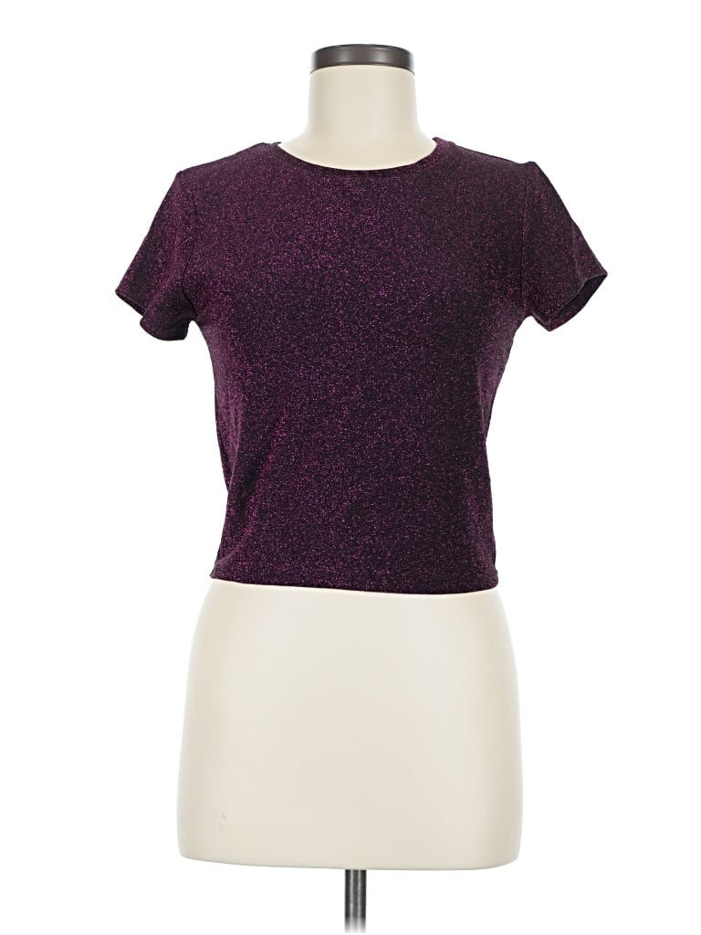 Pre-owned Wild Fable Short Sleeve Top Purple Crew Neck Tops