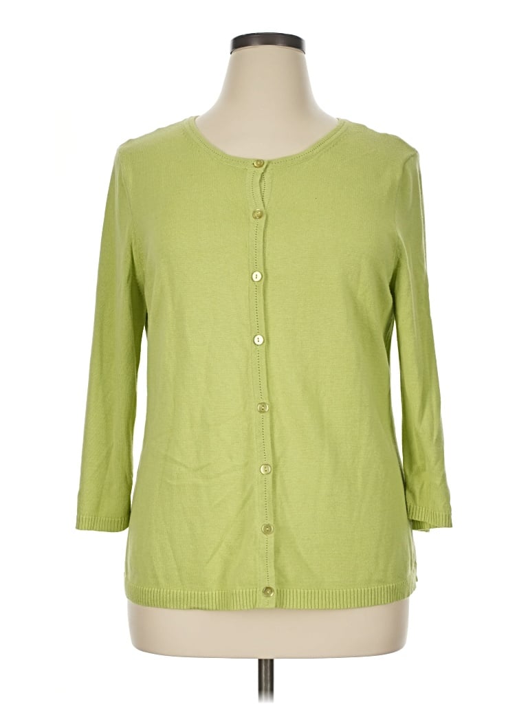 Pre-owned Sag Harbor Cardigan Sweater In Green